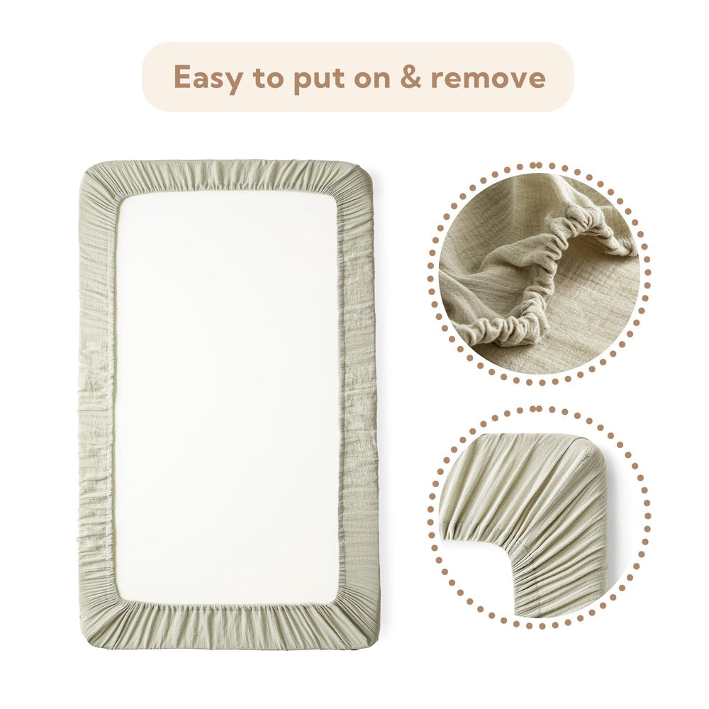 SOULFUL soft-touch muslin sheet gentle against delicate baby skin.