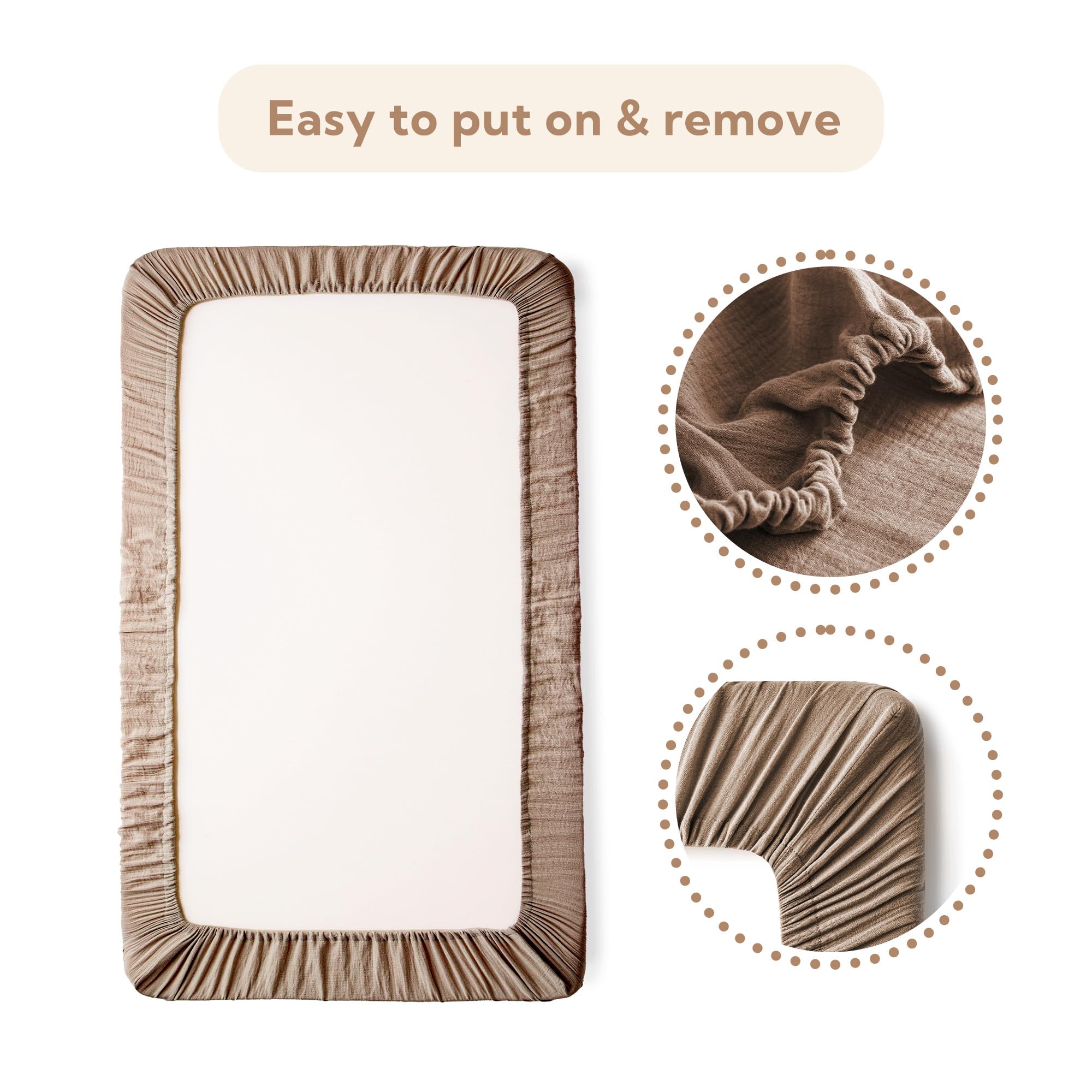 SOULFUL muslin crib sheets three-pack neutrals—easy coordination with nursery decor