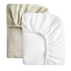 SOULFUL white muslin crib sheet 28x52 delivers soft, breathable comfort for baby.
