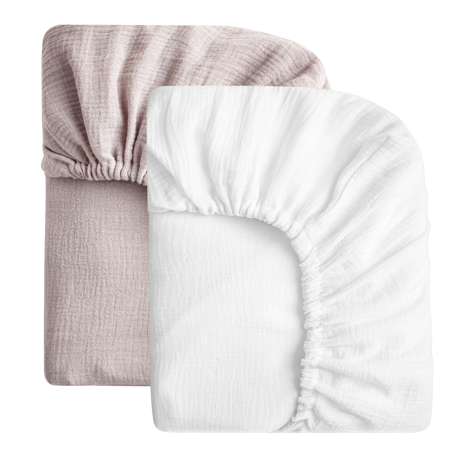 SOULFUL muslin crib sheets white close-up showing soft breathable fabric