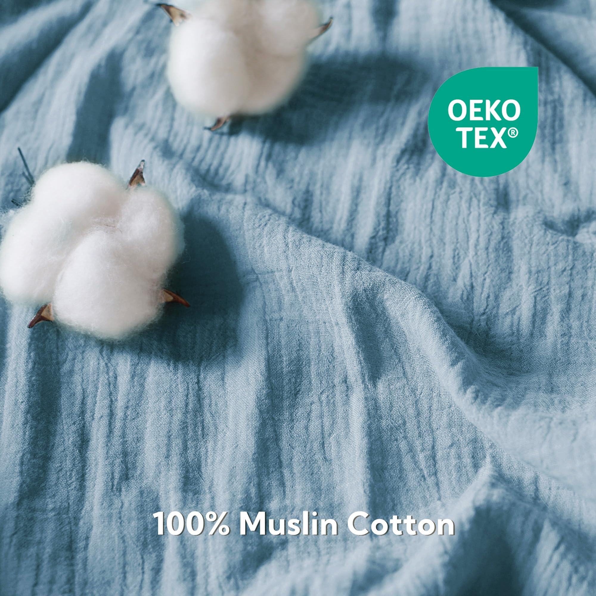 SOULFUL Muslin texture close-up shows softness and breathability