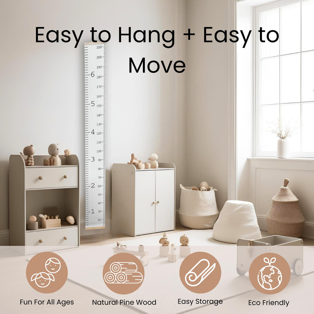 Soundly Made growth chart wooden storage box keeps memories neatly stored.