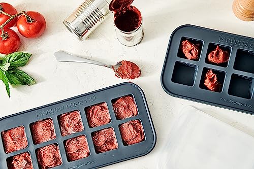 Charcoal Souper Cubes freezer molds are dishwasher-safe for easy cleanup.