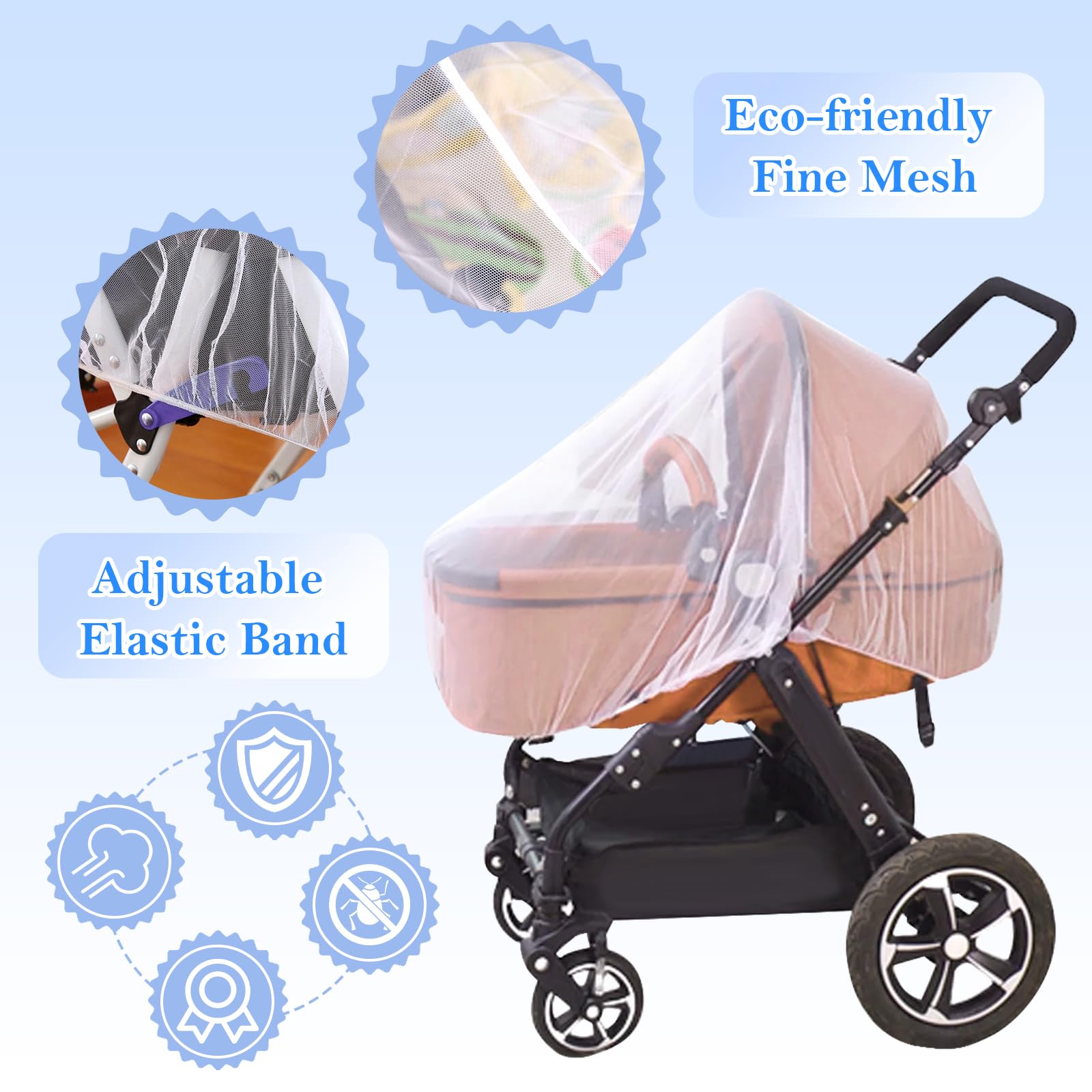 South to East bassinet net with compact storage bag for quick packing