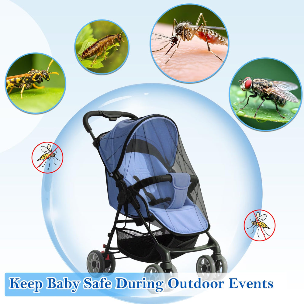 South to East universal-fit mosquito net adapts to strollers, car seats, and cradles