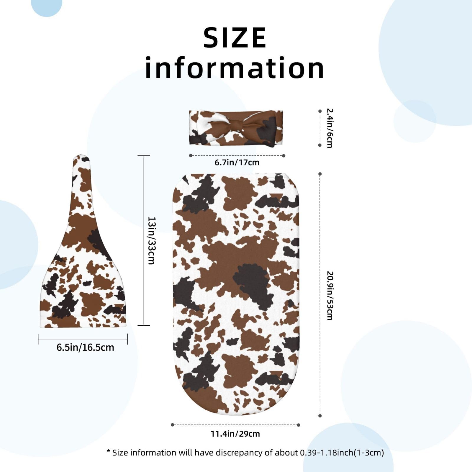 Sozzjile brown cow print headband adds cute style for newborn photos