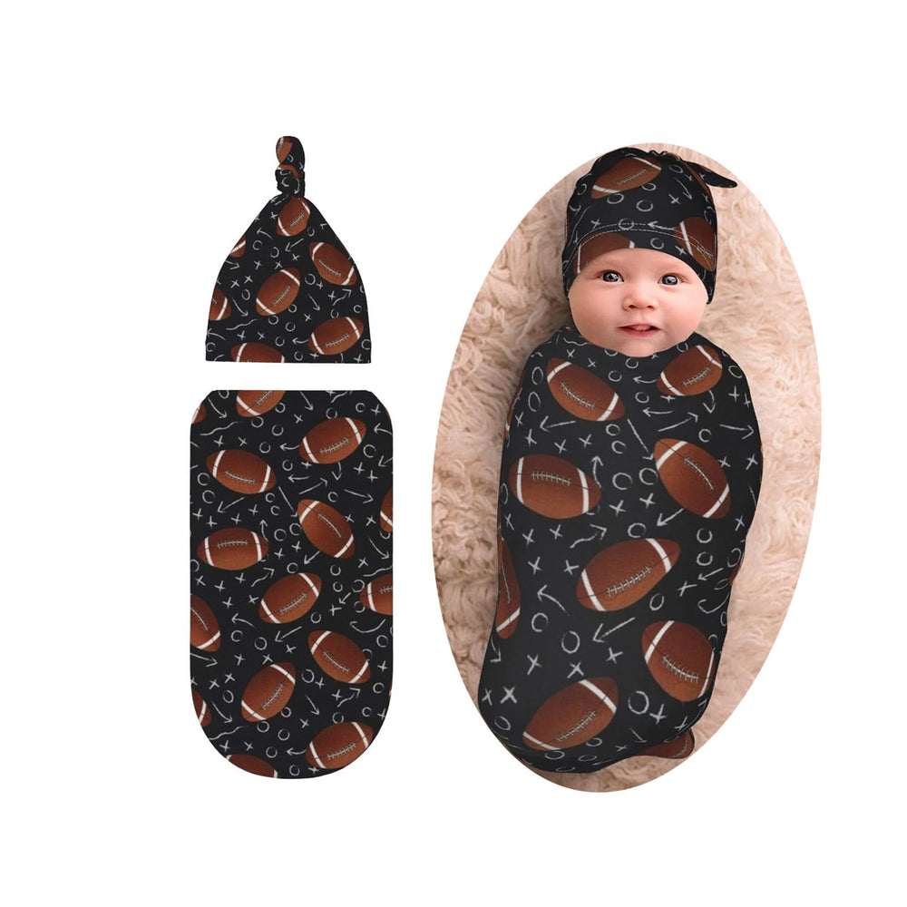 Sozzjile football swaddle blanket in ultra-soft fabric for newborn comfort.