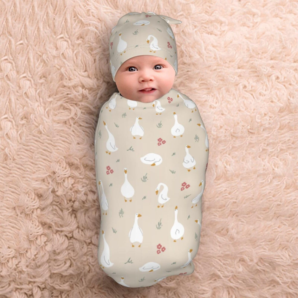Sozzjile Goose Baby Swaddle Set completes a stylish newborn look