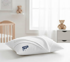 SP Cotton toddler pillowcase set in white solid, two pieces, 12x16 inches, soft and breathable.