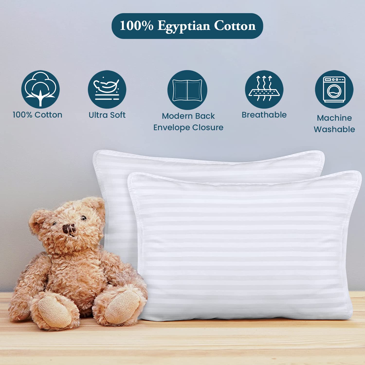 SP Cotton zipper closure pillowcase closeup demonstrates secure fit for travel pillows.