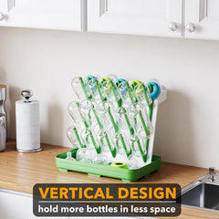 SpaceAid drying rack shows vertical holder for bottles on the counter