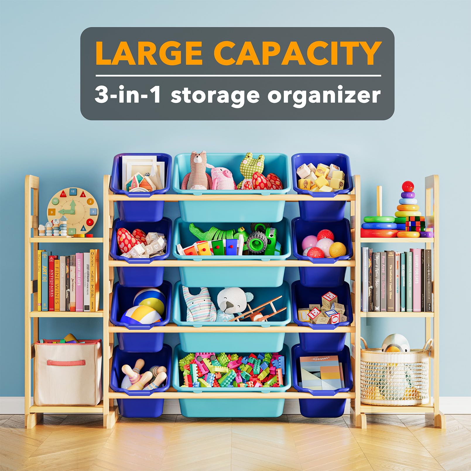 Small blue SpaceAid bin ideal for tiny pieces like beads and figurines.