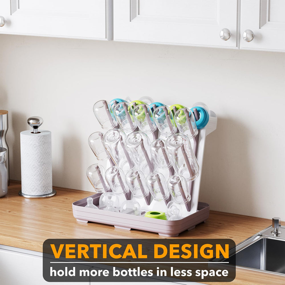 SpaceAid bottle drying rack top view highlights vertical hook arrangement for efficient air drying
