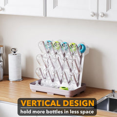 SpaceAid bottle drying rack top view highlights vertical hook arrangement for efficient air drying