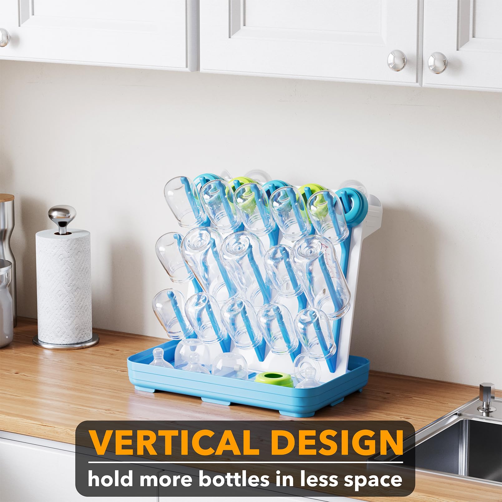 SpaceAid rack positioned on countertop demonstrates space-saving design.