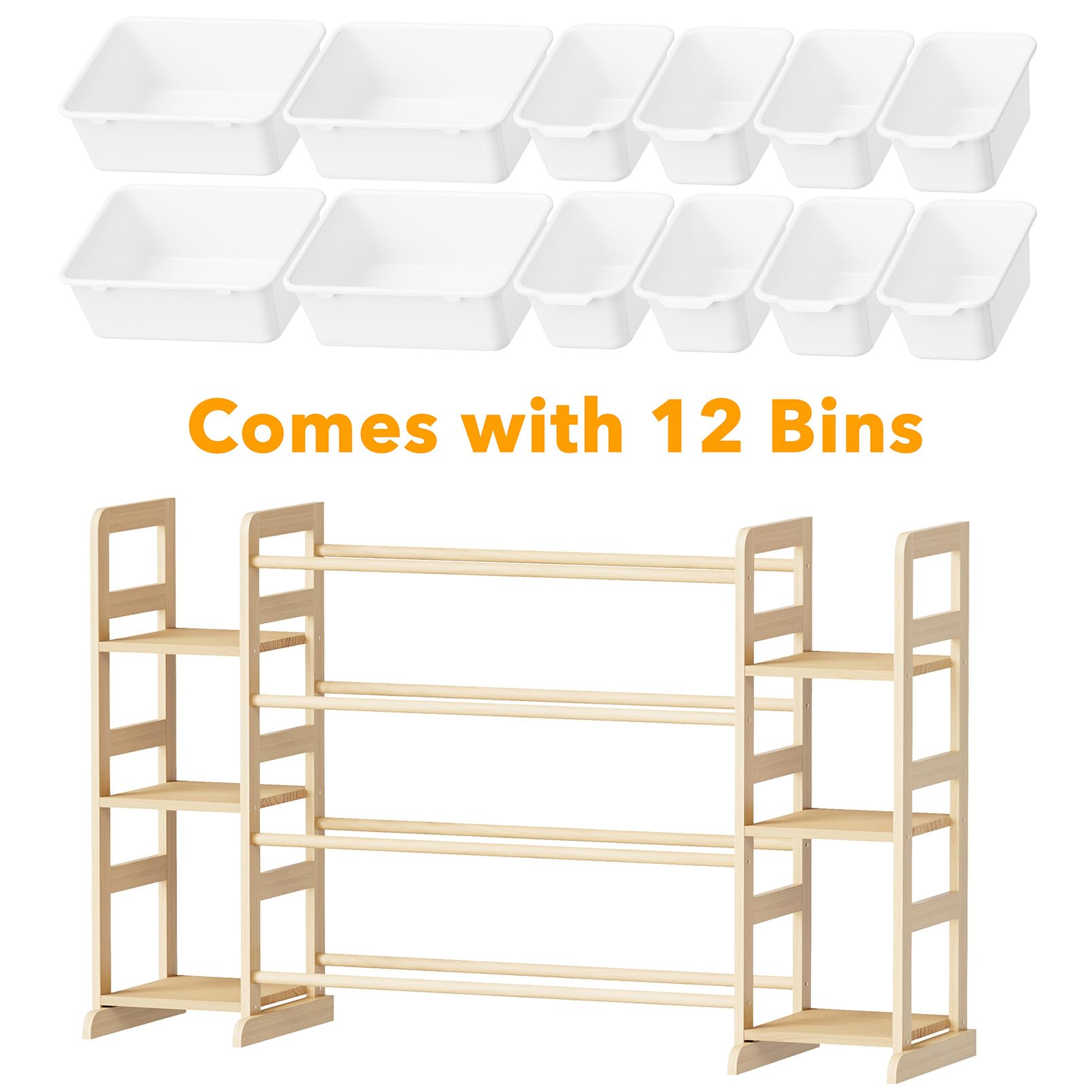 SpaceAid easy-assembly toy shelf highlighted with safety-first rounded corners.