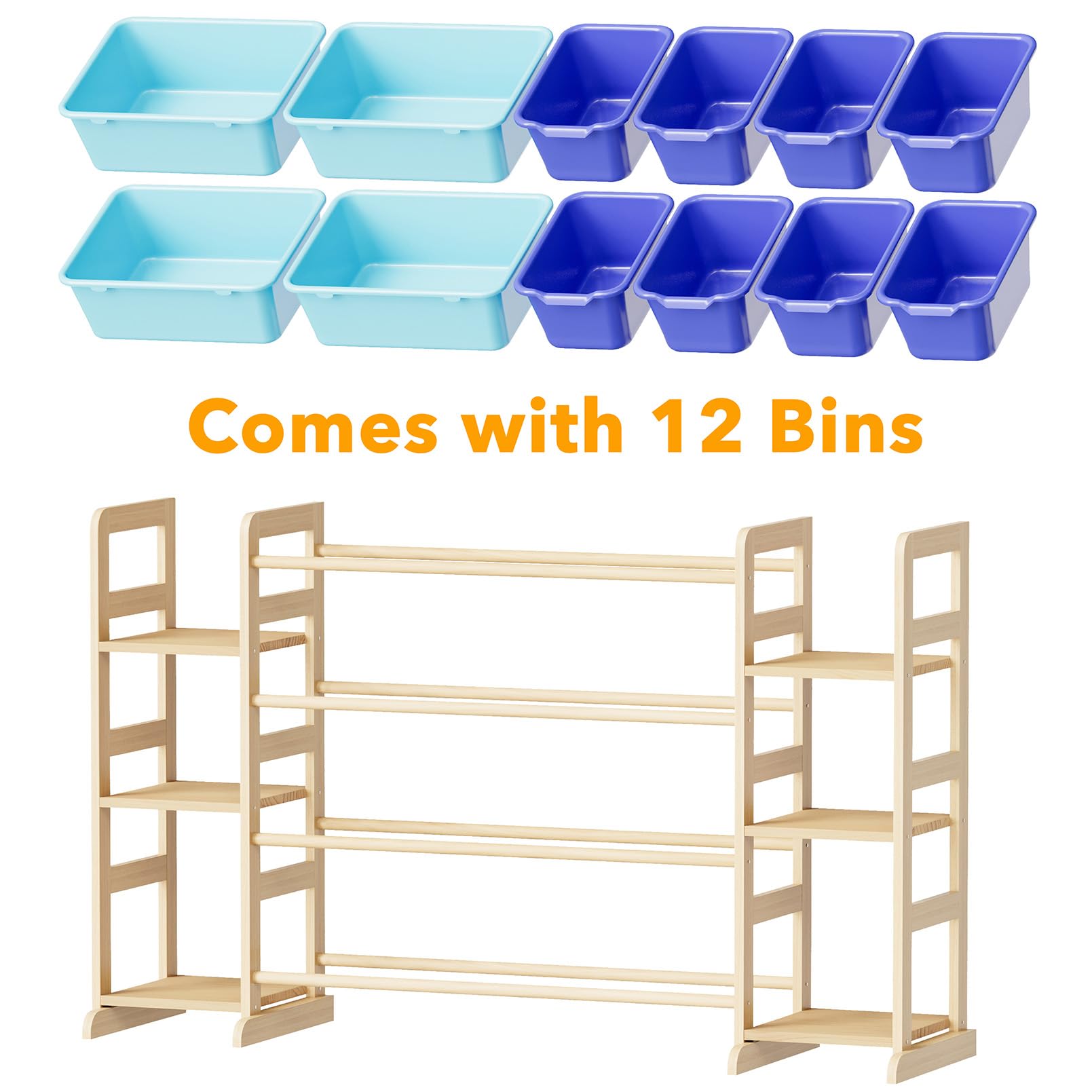 SpaceAid organizer complements kids' bedrooms, playrooms, and nurseries with blue decor.