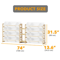 SpaceAid storage system with eight large and sixteen small bins for versatile organization.