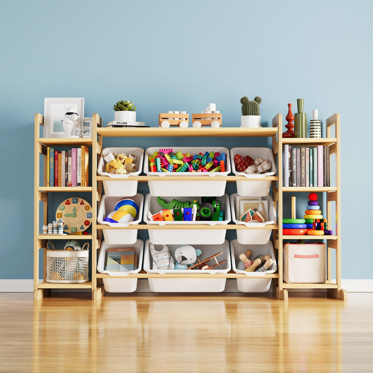 SpaceAid large toy storage organizer with nine shelves and nine bins for clutter-free playroom