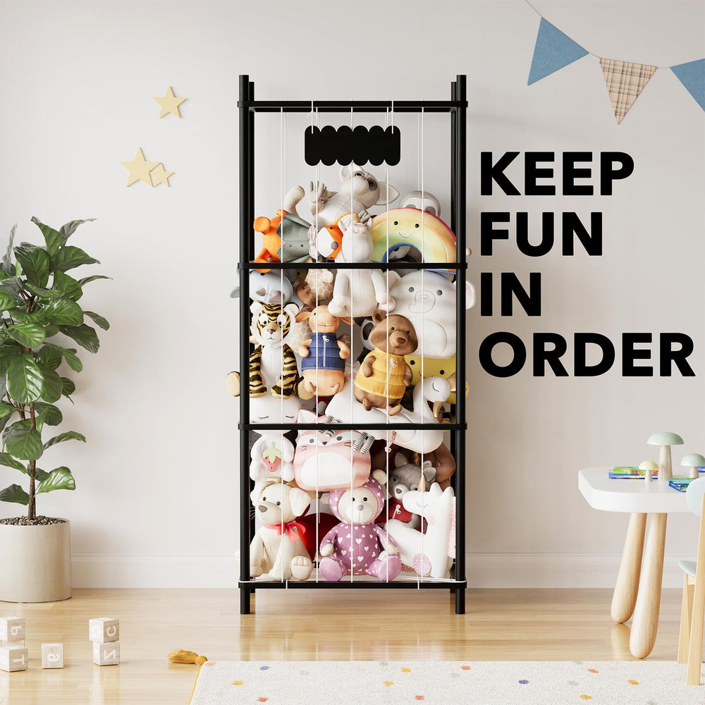 SpaceAid open cage storage holds plush toys of various sizes