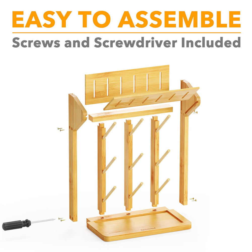 SpaceAid bamboo rack ideal for drying bottles, lids, sippy cups