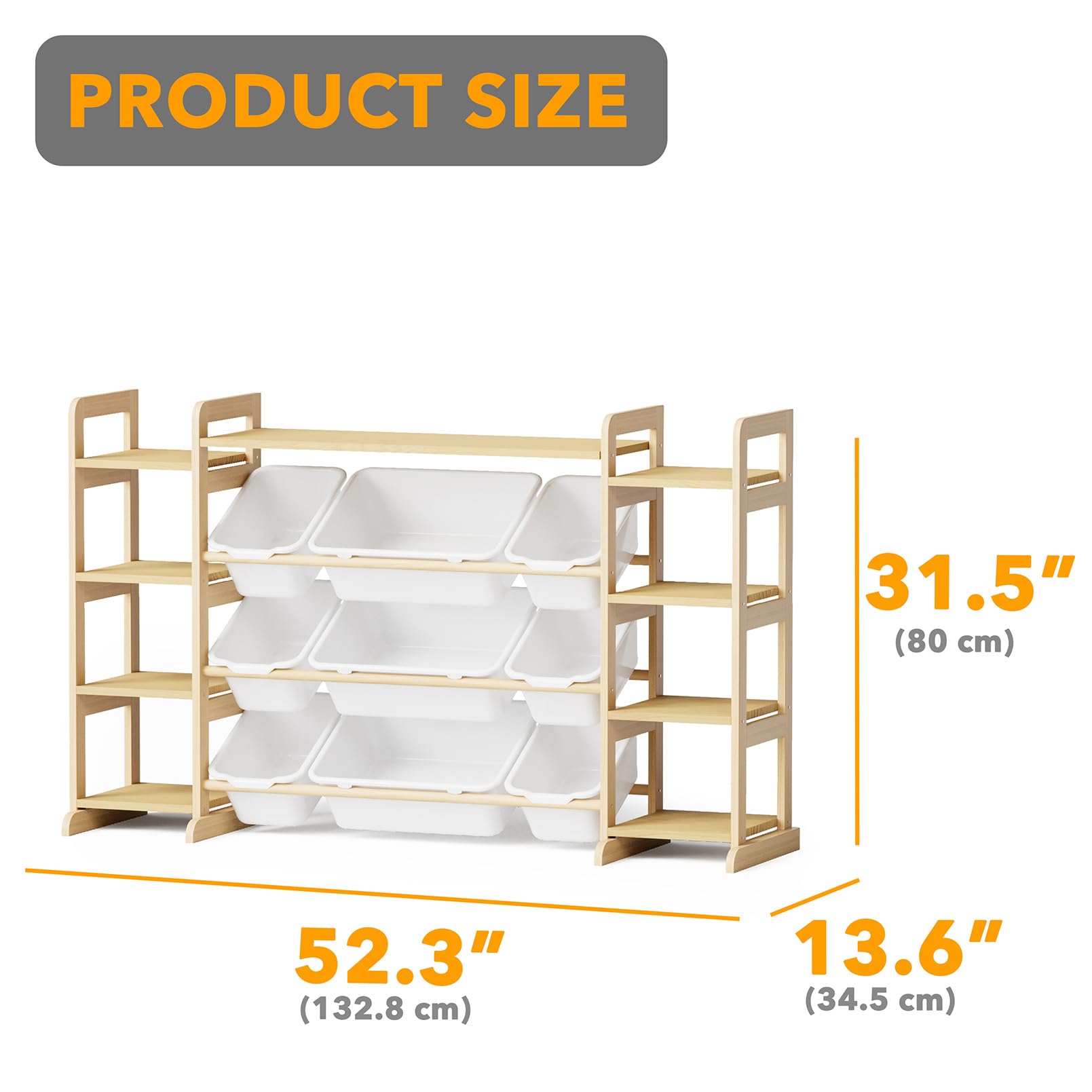 SpaceAid toy bin shelf showing two bin sizes for flexible toy storage