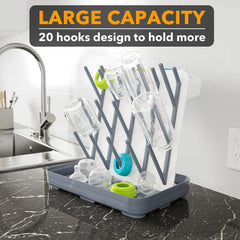 SpaceAid vertical bottle holder showcases space-saving design on the counter.
