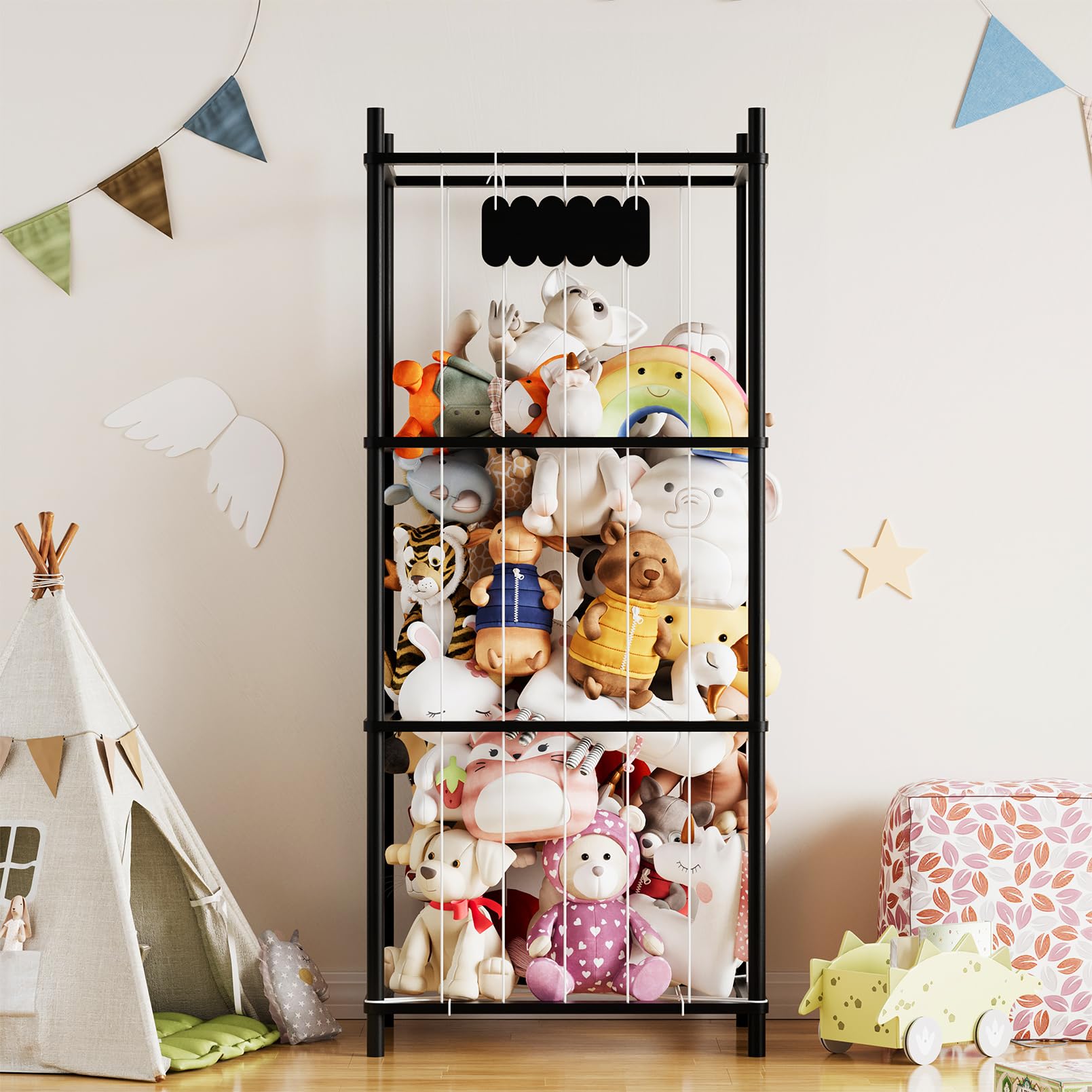 SpaceAid vertical tall design saves floor space and showcases plush toys