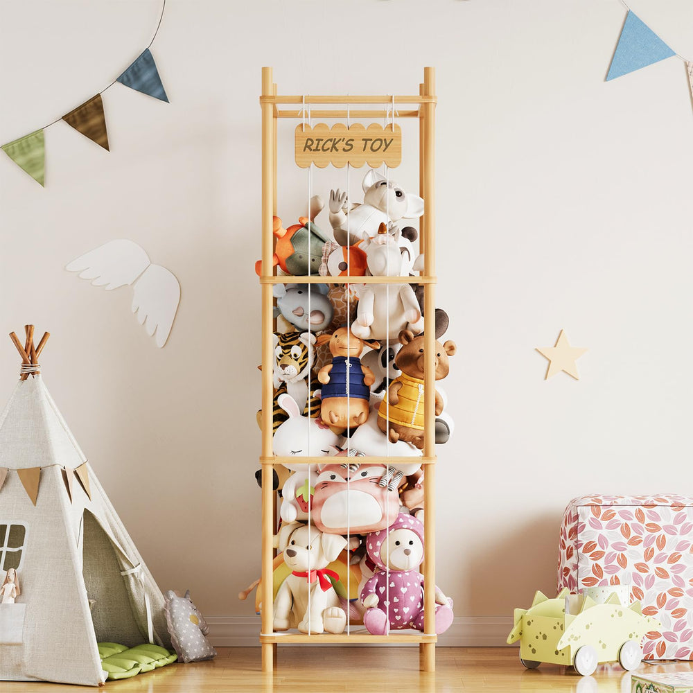 SpaceAid vertical toy storage tower freeing floor space for nursery organization.