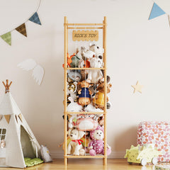 SpaceAid vertical toy storage tower freeing floor space for nursery organization.