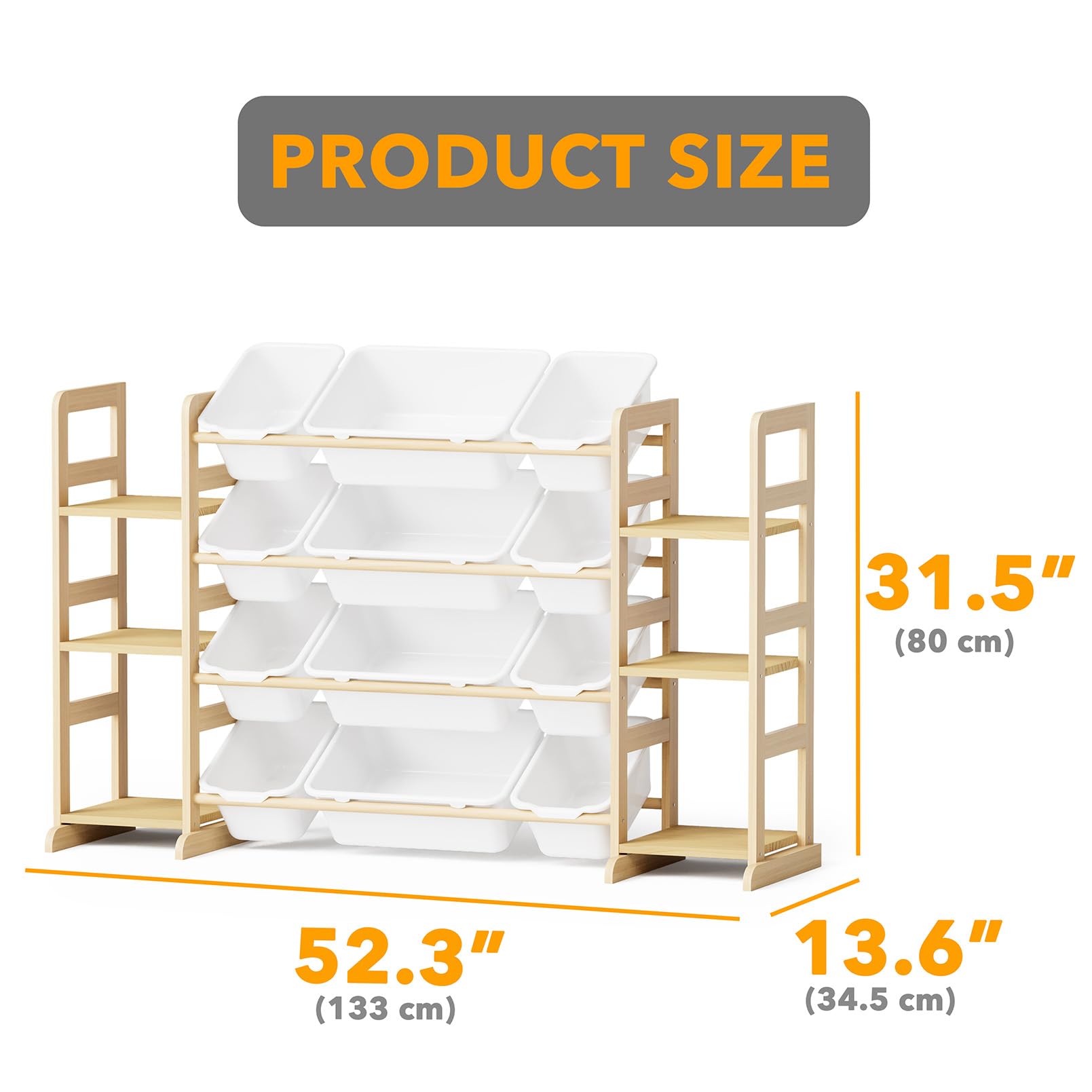 SpaceAid white bookcase toy storage close-up showing rounded edges and sturdy pine build.