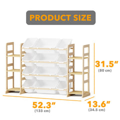 SpaceAid white bookcase toy storage close-up showing rounded edges and sturdy pine build.