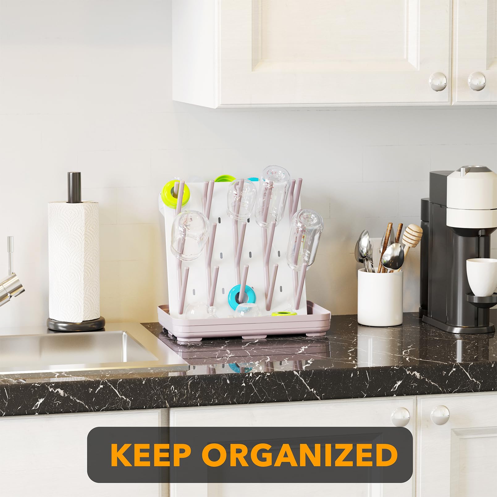 SpaceAid white taupe finish adds a subtle, stylish look to kitchen or nursery