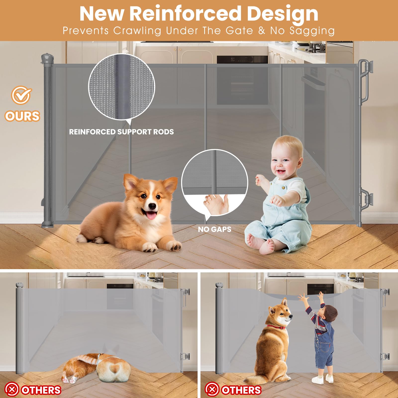 SPACEANY extended gate at 55-inch width illustrating flexible fit for large openings.