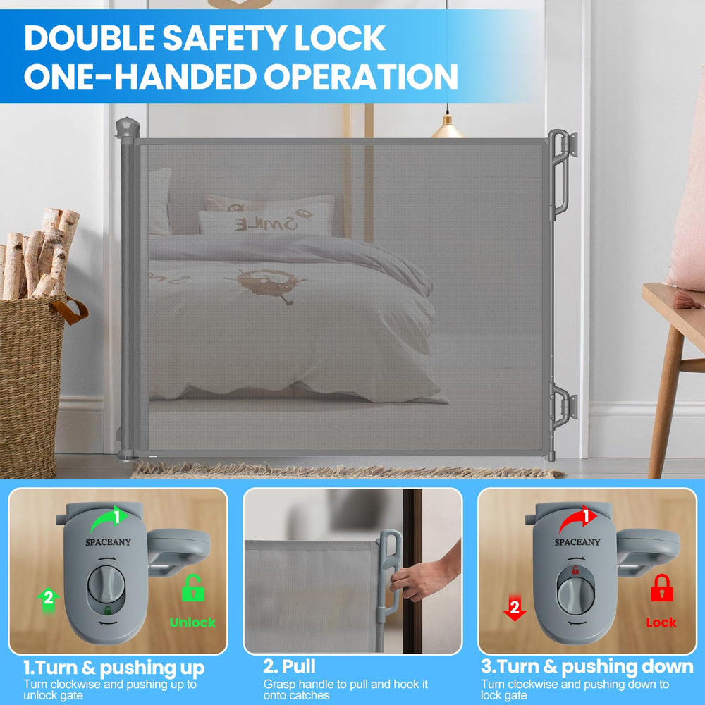 SPACEANY one-handed operation with dual safety lock enables easy passage and security