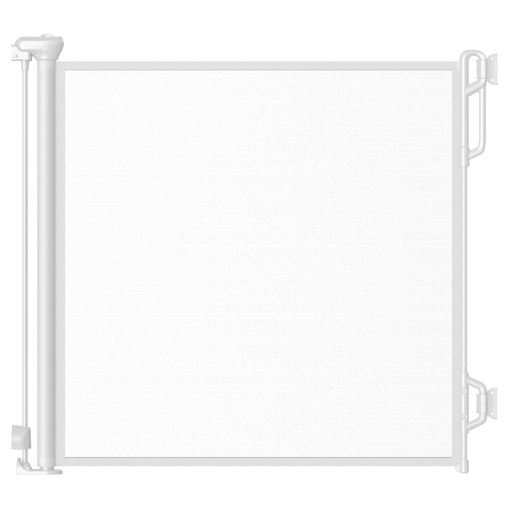 Spaceany retractable gate assembly demonstrates sturdy mounting for wide openings.
