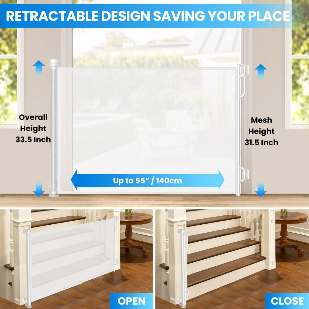 Spaceany retractable gate extended width shows flexible doorway protection.