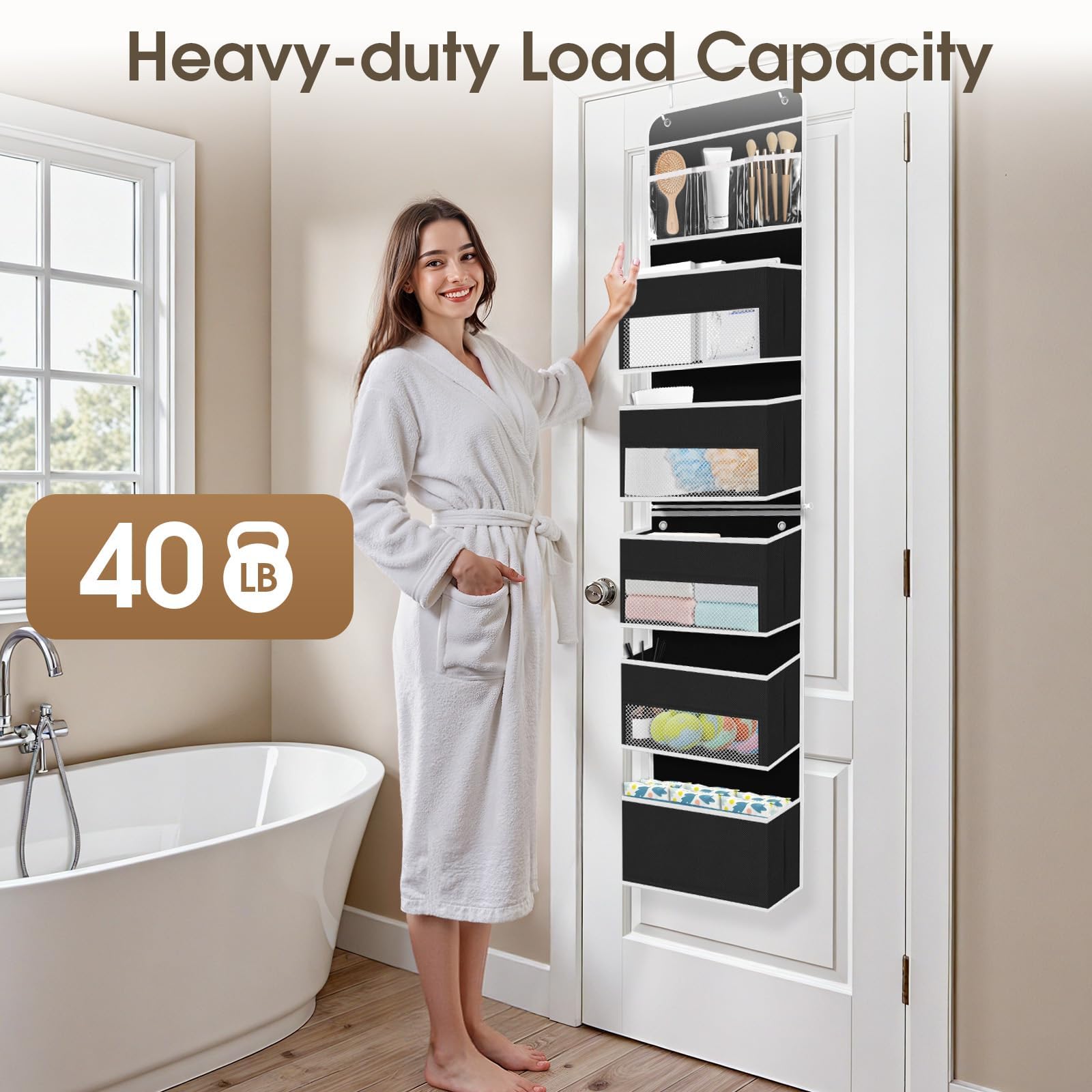 SpaceHacks 6-Tier Door Organizer bottom support reinforces durability for heavy items