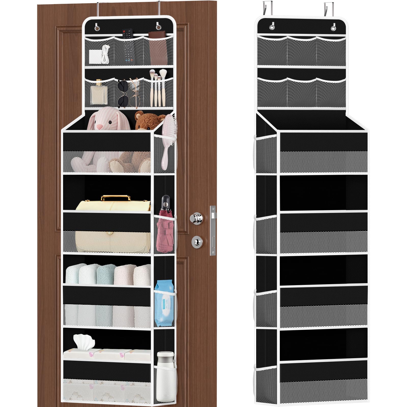 SpaceHacks 6-Tier Door Organizer with mesh pockets for quick access and visibility
