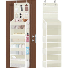 SpaceHacks 6-Tier door organizer with mesh pockets keeps baby items visible and accessible.