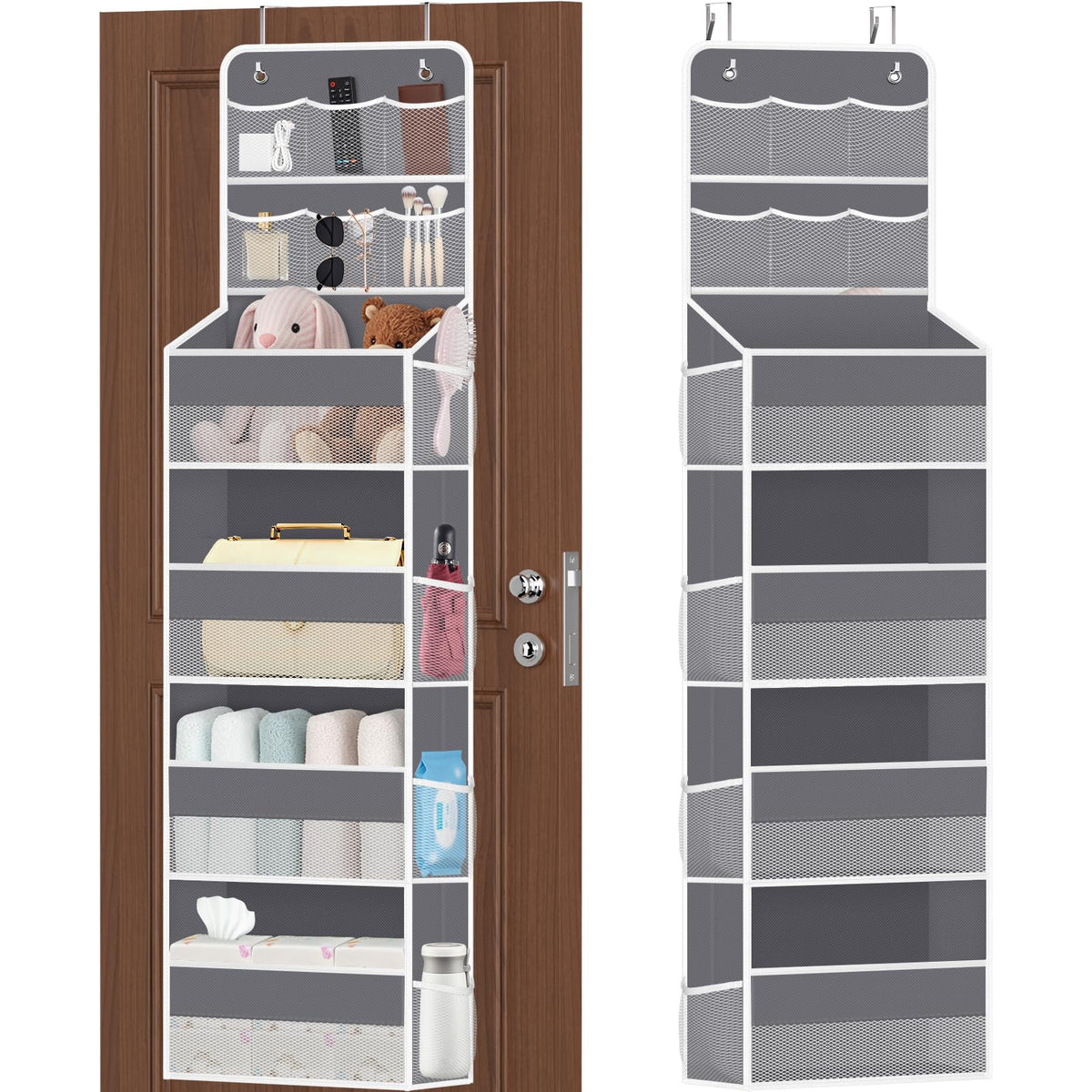 SpaceHacks 6-tier over-the-door organizer with mesh pockets enhances space and accessibility