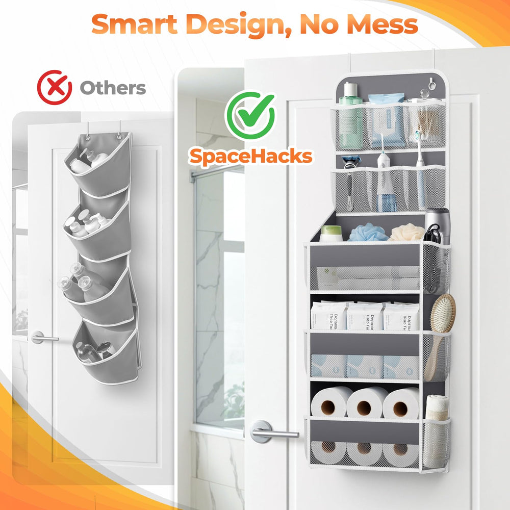 SpaceHacks adjustable metal hooks fit most doors for fast setup.