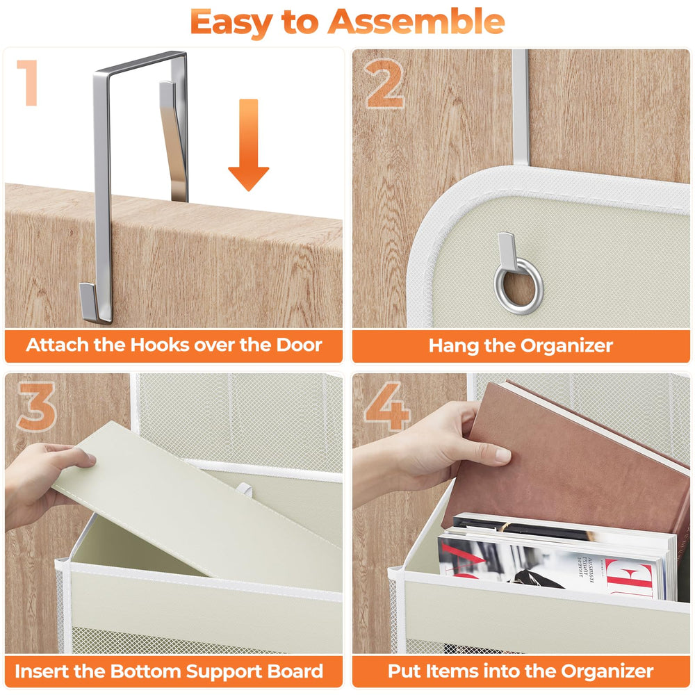 SpaceHacks beige door organizer in use, organized and easily reachable.