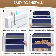 SpaceHacks clear mesh pockets blue organizer highlighting easy visibility and access.