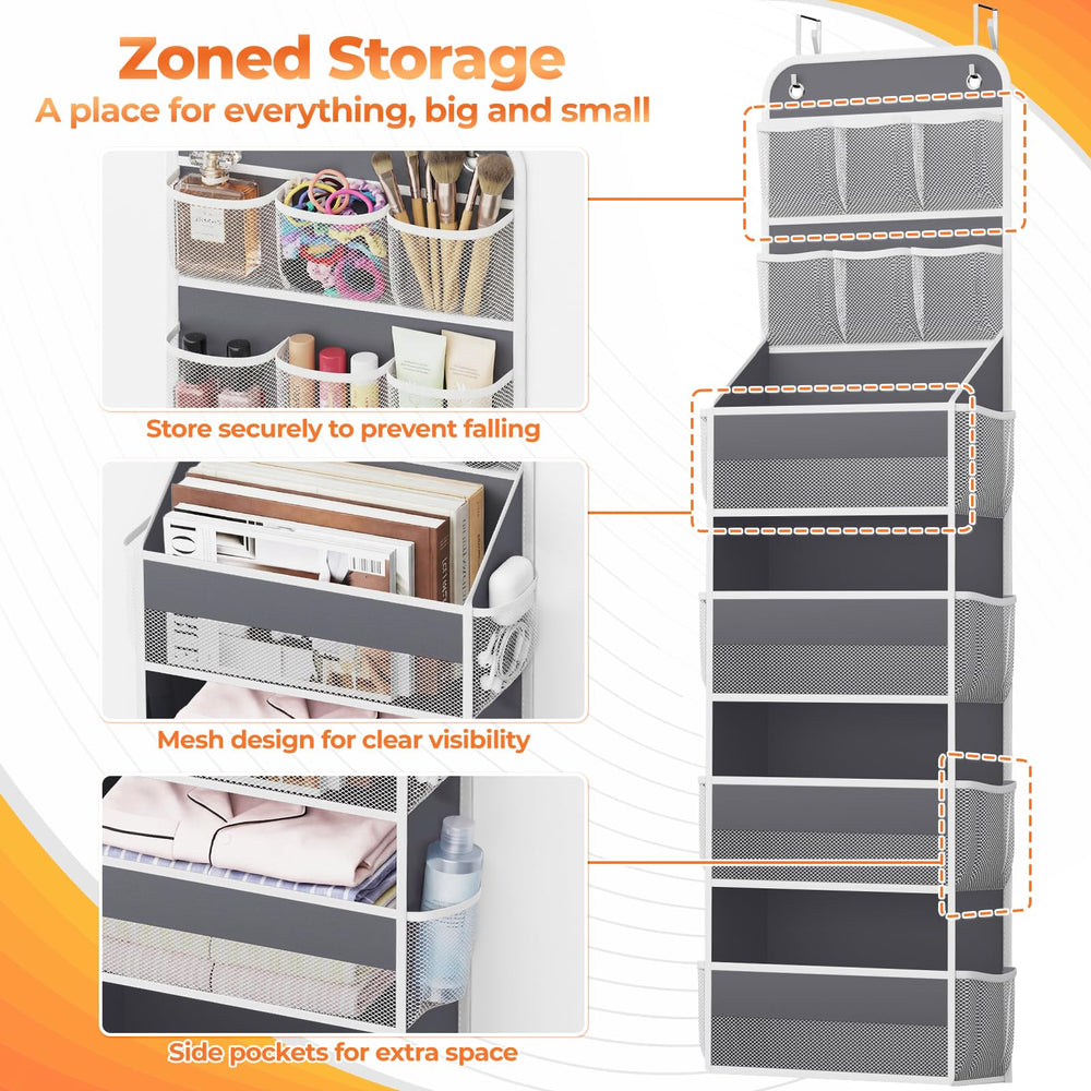 SpaceHacks door-organizer lower compartments store toiletries, cosmetics, or books neatly