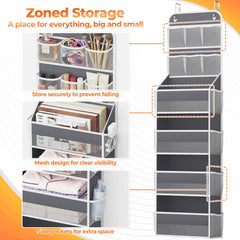SpaceHacks door-organizer lower compartments store toiletries, cosmetics, or books neatly