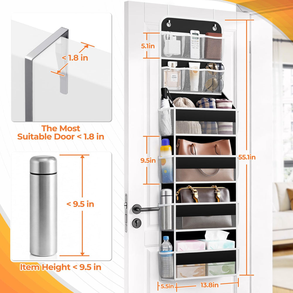 SpaceHacks door storage with large compartments for toiletries or books