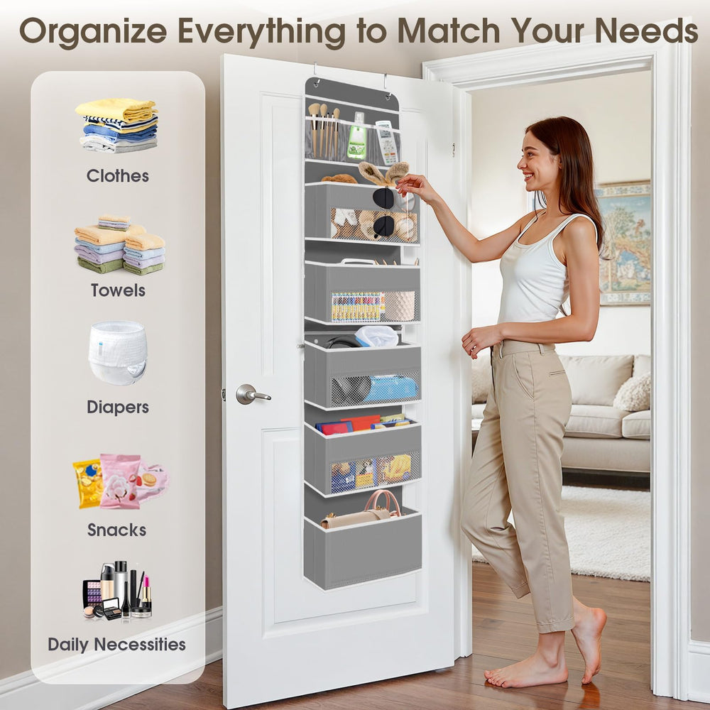 SpaceHacks grey hanging storage fits doors up to 1.65 inches