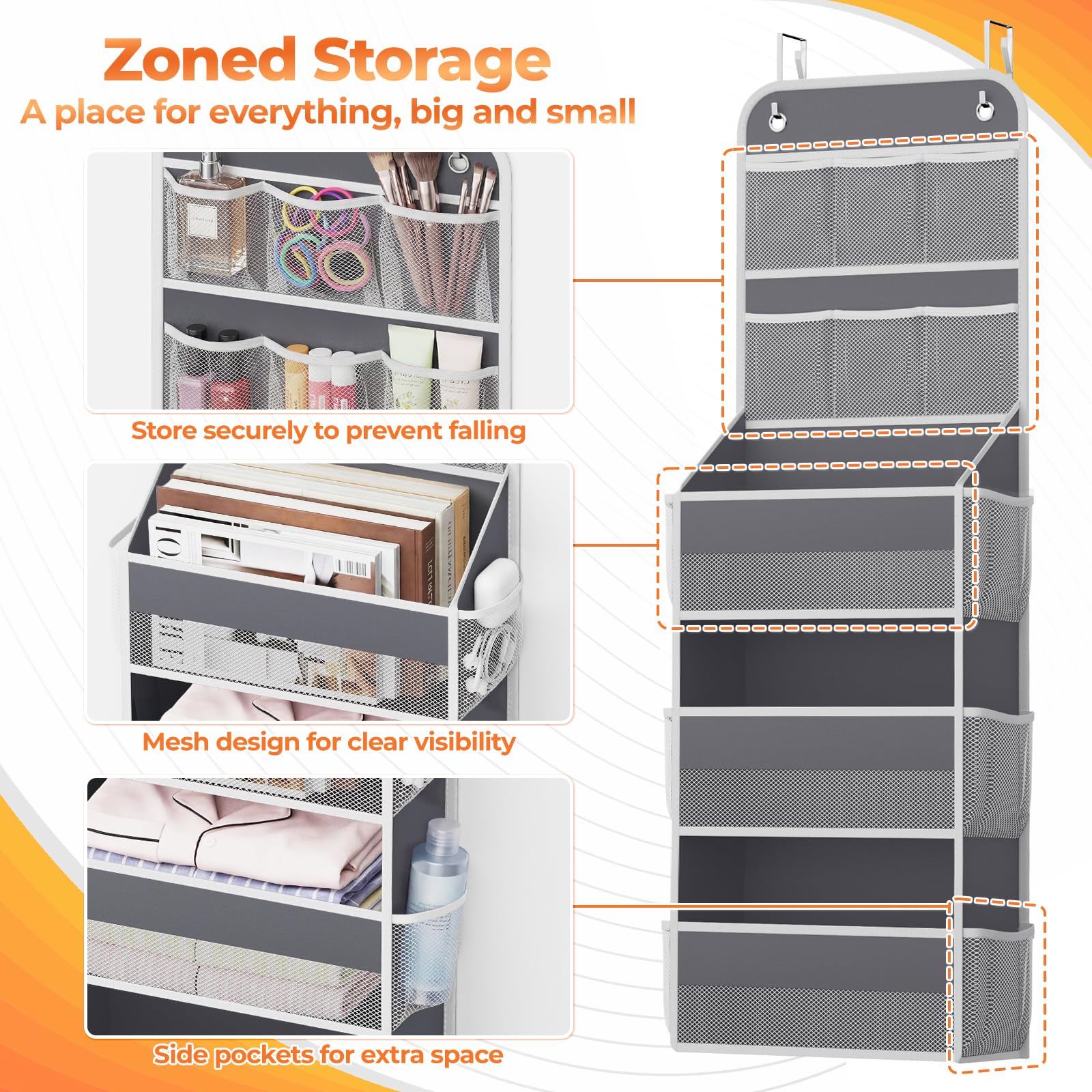 SpaceHacks large bottom compartments hold toiletries and daily essentials within reach.