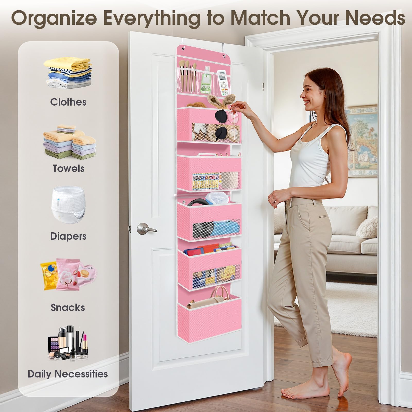 SpaceHacks versatile pink organizer ideal for pantry nursery closet and bathroom